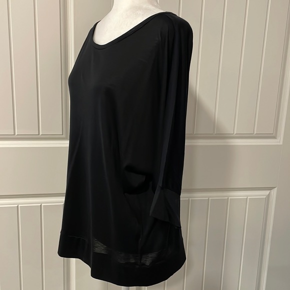 Eileen Fisher Silk Cotton Blend 3/4 Dolman Sleeve Top - Picture 9 of 10